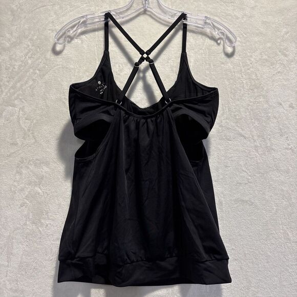 Athleta Blousy Tankini Swim Top Built In Underwire Bra Black Women's 34 D/DD - Picture 8 of 16